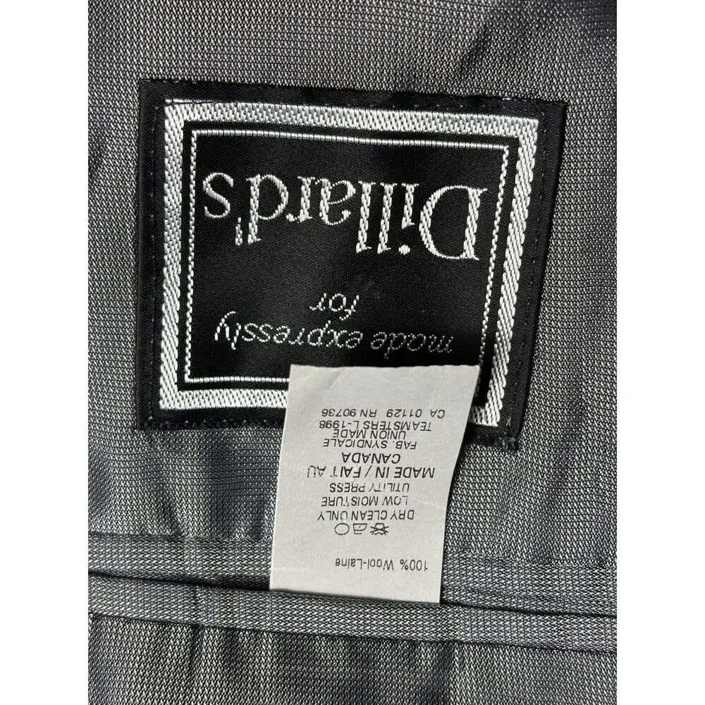 Ralph Lauren Blazer Mens 44R Gray Pinstripe Wool Made In Canada Dillard's Jacket